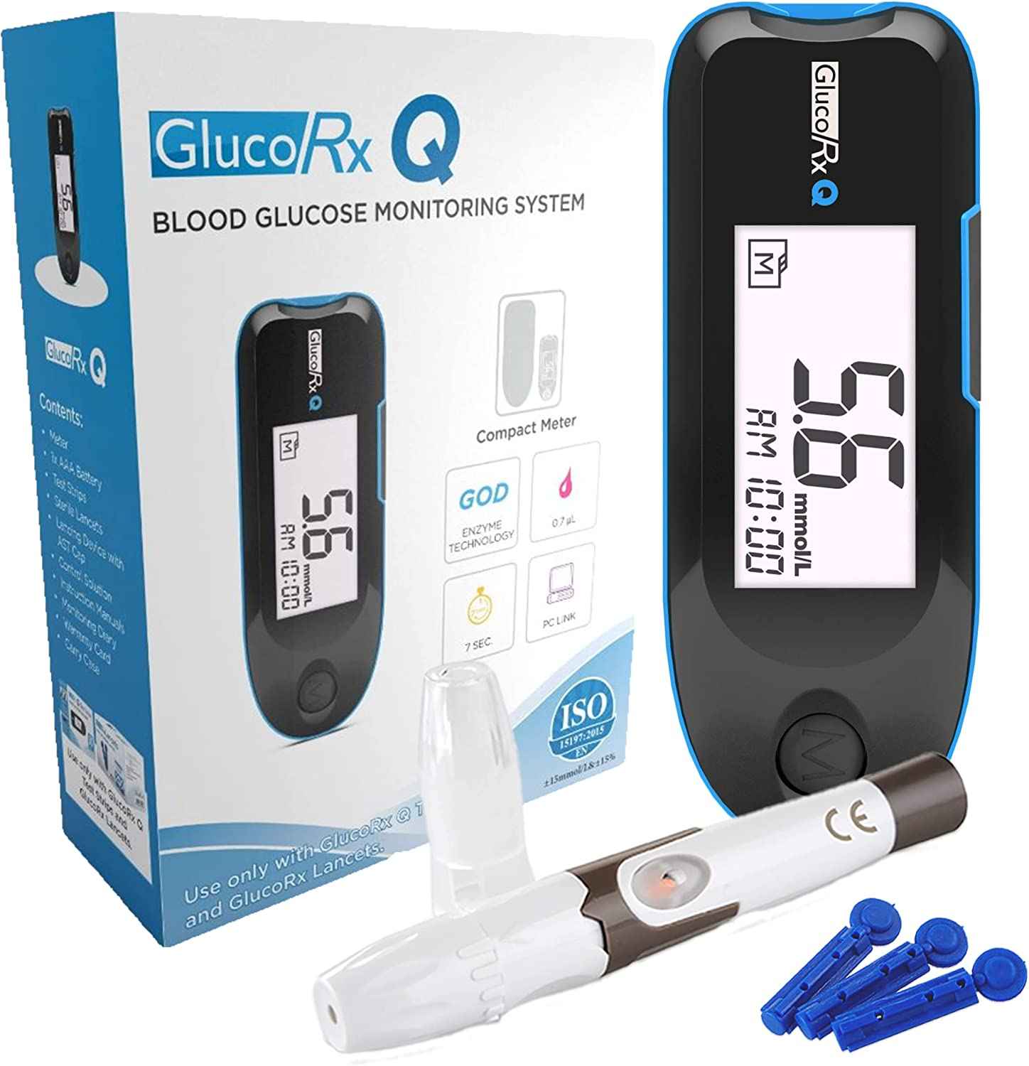 Gluco Rx Q Blood Glucose Monitoring System - Diabetic Aids UK