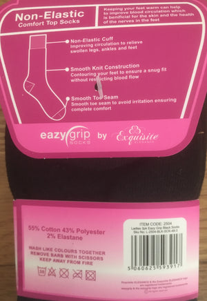 Diabetic Ladies Easy Grip Black Comfort Top Socks Non-Elastic 1x3 Pairs UK size 4-8 free post uk