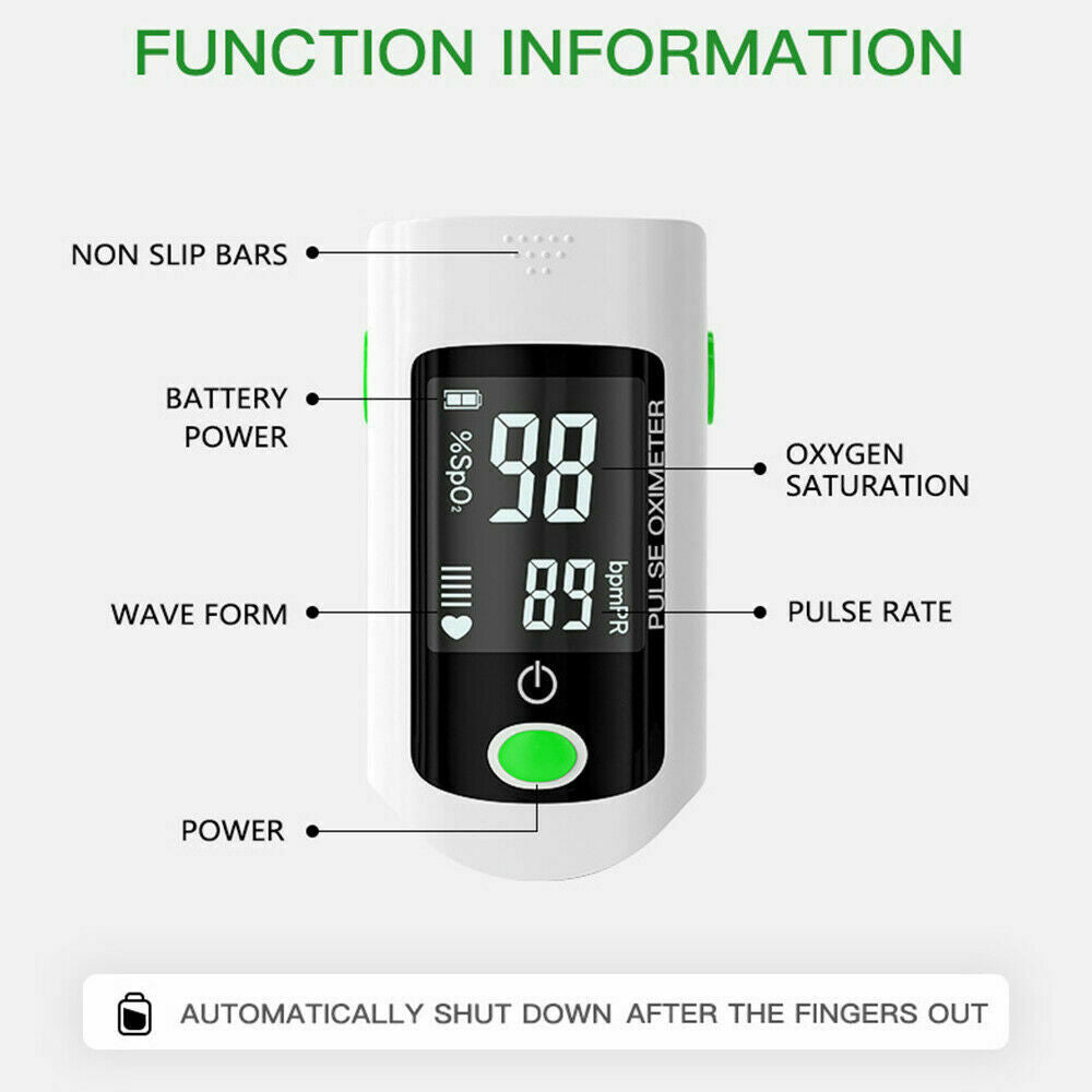 Fingertip pulse SpO2 Oximeter Oxygen Blood Saturation Meter Finger PR Monitor x1805 Free Post UK