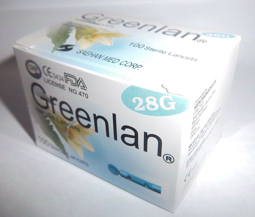 Greenlan 100 x Lancets 28g needle - FREE Postage