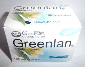 Greenlan 100 x Lancets 28g needle - FREE Postage